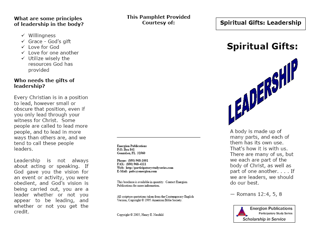 Spiritual Gifts:  Leadership